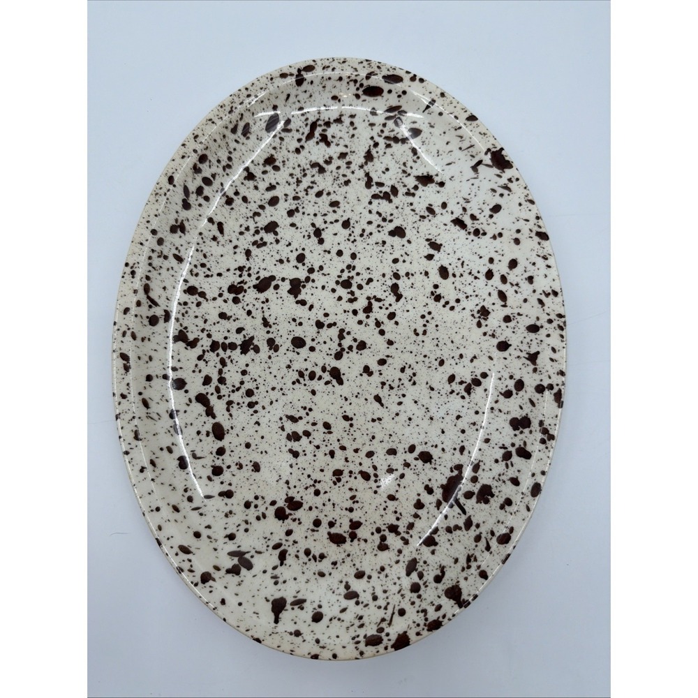 VTG Paden City Pottery Oval Platter Brown Speckled Splatter Restaurant Ware